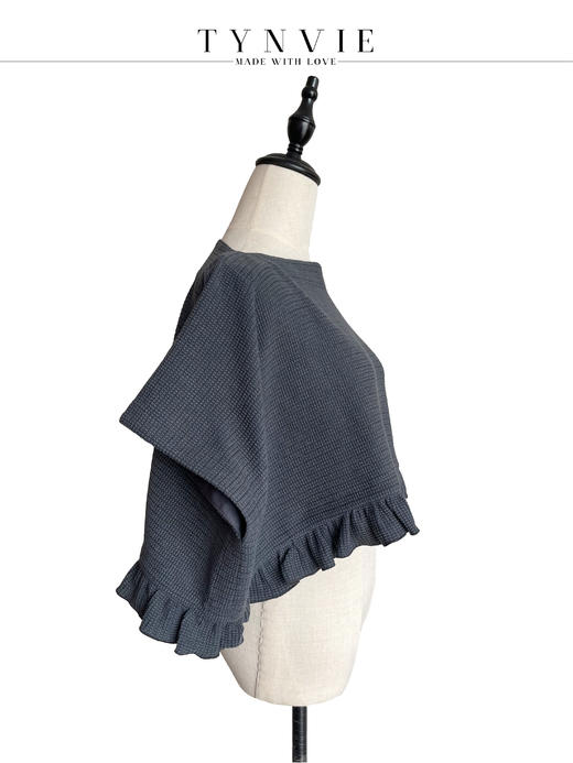 TYNVIE 花边装饰斗篷式短上衣- 灰色 商品图1