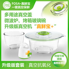 FOSA沙拉水果肉类腌制碗烤箱烘焙耐热玻璃碗2个配真空机及盖1个