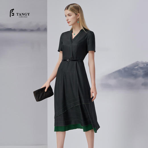 TANGY Collection/天意精品2022年秋季新品女士茛绸连衣裙 商品图0