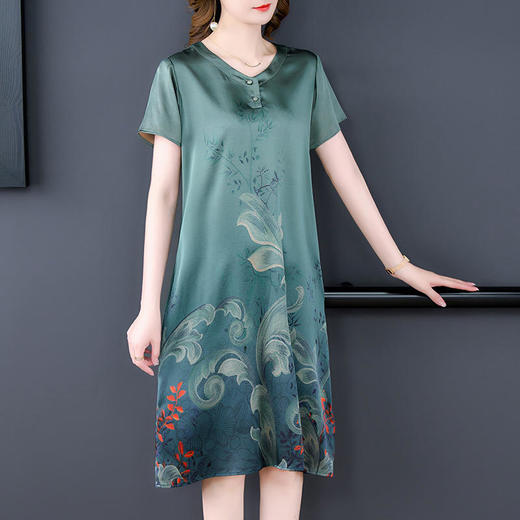 JJGY-9798夏季2022年新款时尚印花短袖大码中长裙 商品图2