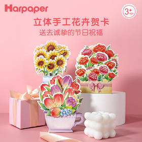 【赠信封】 Harpaper立体手工DIY花卉贺卡3件套 更有心意 送给教师诚挚的节日祝福 教师节礼物