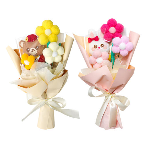 【小熊兔子玩偶手工花】 Harpaper亲子手工花束 无需剪裁 轻松上手 让缝制更轻松安全 商品图4