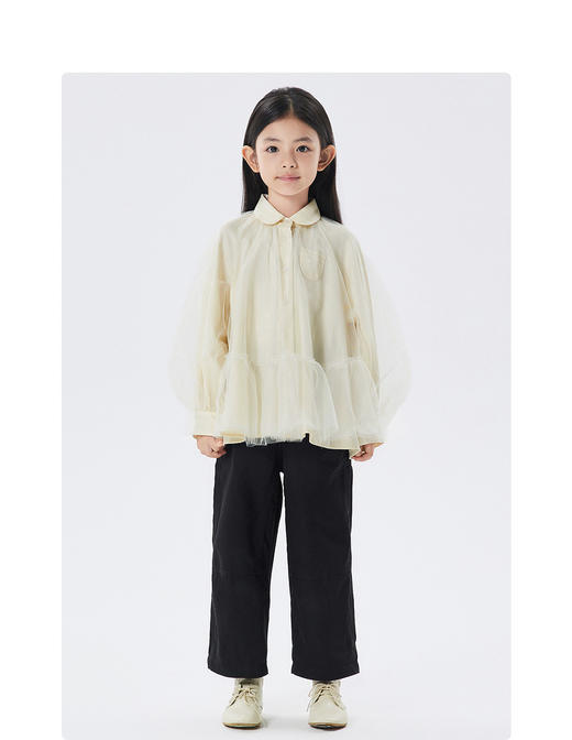 江南布衣童  22年秋款  优雅公主风网纱长袖衬衫  1M8210140 商品图6