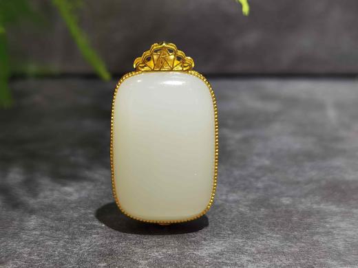 【御珠宫坊】金镶羊脂白玉牌 商品图2