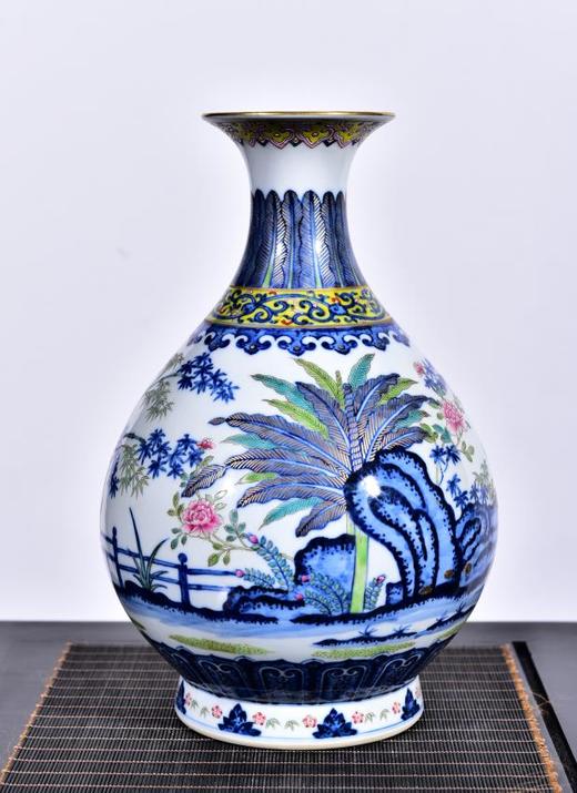 青花斗彩描金石竹玉壶春瓶 商品图0