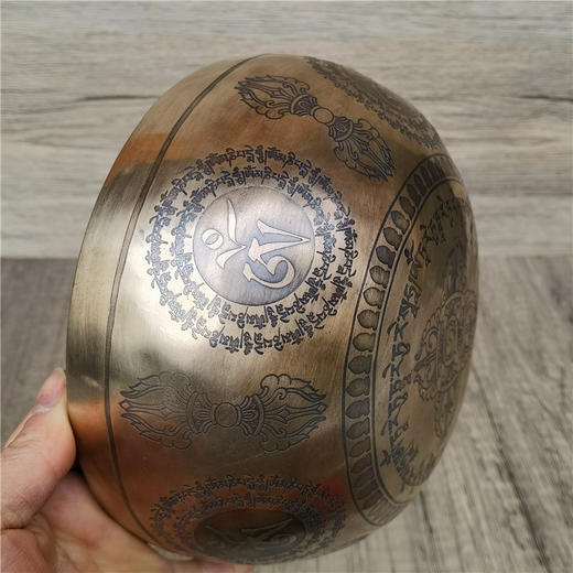 手工颂钵文殊菩萨六芒星雕刻佛音钵瑜伽冥想音疗钵 商品图4