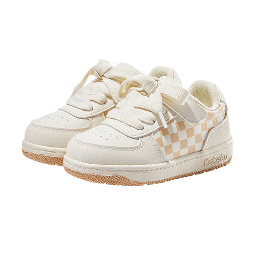 卡特兔小白鞋女童男童板鞋学步宝宝鞋秋季2022新款棋盘格子面包鞋 商品图4