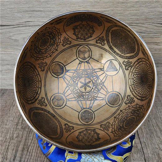 手工颂钵文殊菩萨六芒星雕刻佛音钵瑜伽冥想音疗钵 商品图3