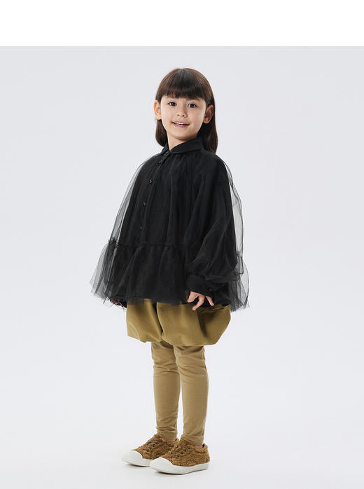 江南布衣童  22年秋款  优雅公主风网纱长袖衬衫  1M8210140 商品图4