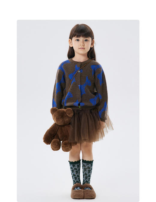 江南布衣童  22年秋款 百搭蝴蝶结可爱短款开襟毛衫  1M8310290 商品图5