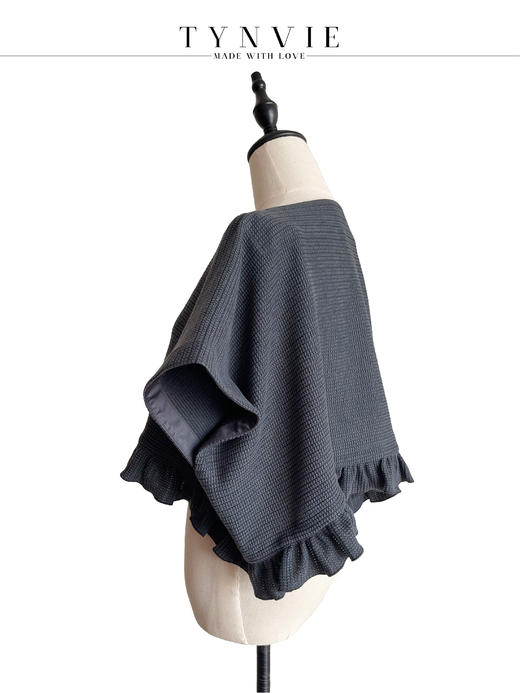 TYNVIE 花边装饰斗篷式短上衣- 灰色 商品图2