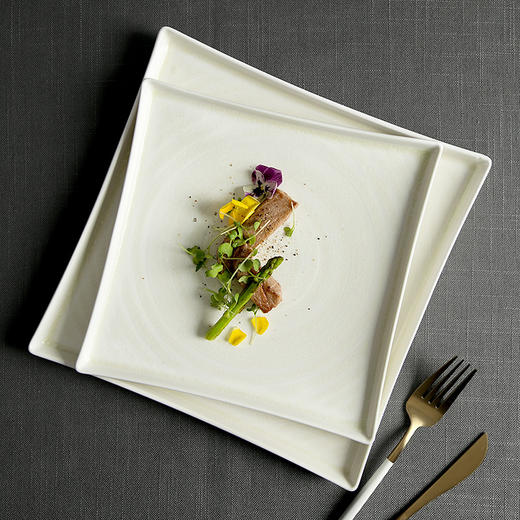 DXC北欧风正方形创意平底陶瓷盘子 简约好看家用网红陶瓷餐具菜盘 商品图0