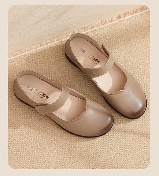 老人单鞋真皮防滑舒适女妈妈春秋新款平底中老年软底老太太皮鞋子22Q9811-26 商品图2