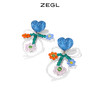 ZEGL蓝色花朵串珠耳环女小众设计感耳钉银针夏日多巴胺穿搭耳饰品 商品缩略图1