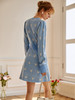 OLrain法式蓝色针织连衣裙女早秋2022年新款减龄收腰显瘦v领裙子 商品缩略图3