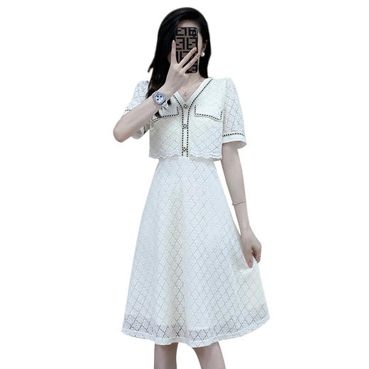 奢姿2023年夏装新款大码女装气质V领连衣裙胖妹妹小香风裙子9922852085 商品图4