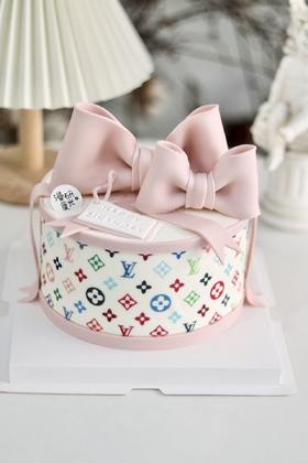 【生日蛋糕】粉色双翻糖蝴蝶结款