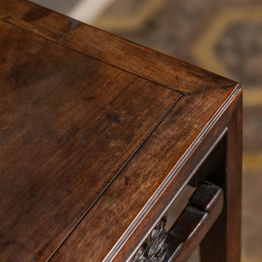 清 红木透雕绳纹卡子花四面平花几 商品图1