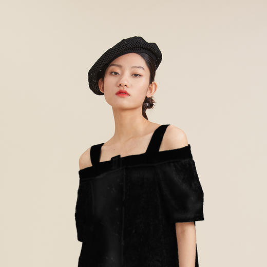 谜底2022夏季新款镂空贝雷帽女气质晚礼帽222MQ0913 商品图3