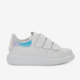 ALEXANDER MCQUEEN 亚历山大麦昆 女士皮革彩虹色后跟三重系带大廓形休闲运动鞋 白色 708074 WHXM2 9035