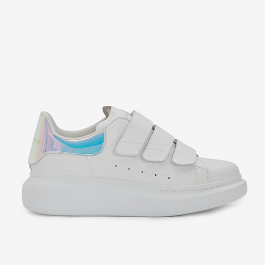 ALEXANDER MCQUEEN 亚历山大麦昆 女士皮革彩虹色后跟三重系带大廓形休闲运动鞋 白色 708074 WHXM2 9035 商品图0