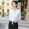 罗蒙衬衫女短袖时尚飘带衬衣商务休闲百搭纯色半袖女衬衫 商品缩略图1