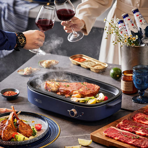 【小程序】小熊烤肉锅家用烤肉盘电烤盘一体多功能新款家庭室内可拆卸电烤炉 DKL-D12Y1  分离式烤盘+木铲（双色可选） 商品图6