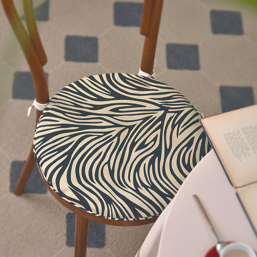 斑马纹系列椅垫柔软透气圆形椅垫 商品图0