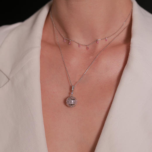 Sugar Morganite方糖摩根石系列 | 圣母百花殿摩根石叠戴白金吊坠 商品图4