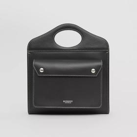 BURBERRY 巴宝莉 女士皮革迷你缉明线皮革口袋提挎包 黑色 8040892 A1189