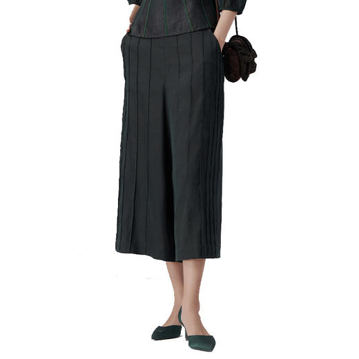 TANGY Collection/天意精品2022年秋冬新品时色系列竖条纹莨绸裙裤 商品图4