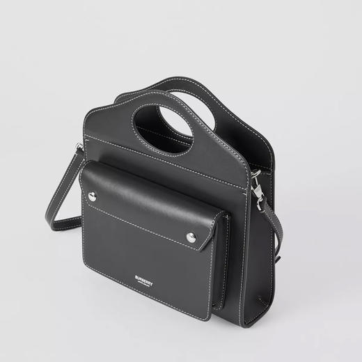 BURBERRY 巴宝莉 女士皮革迷你缉明线皮革口袋提挎包 黑色 8040892 A1189 商品图1