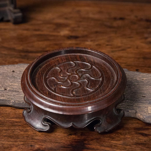 清 红木云纹四足器座 商品图4