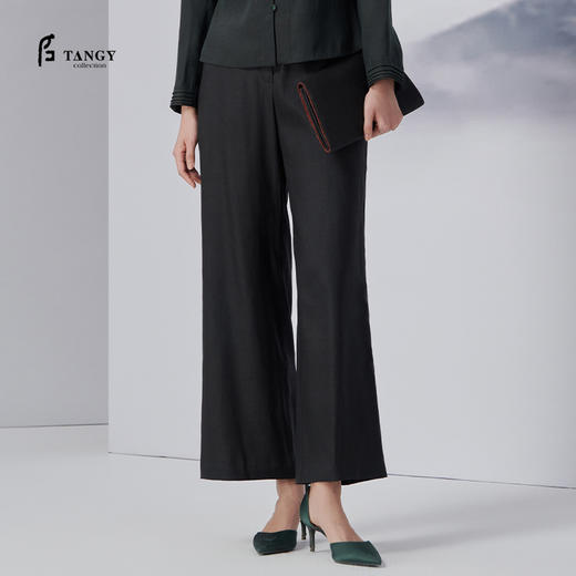 TANGY Collection/天意精品2022年秋冬新品时色系列莨绸喇叭裤 商品图0