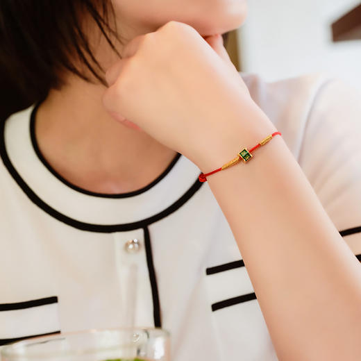 CC卡美珠宝 黄金足金黄金转运珠 奉旨脱单手链 金重约0.36g 本命年红绳（送编绳） 商品图3