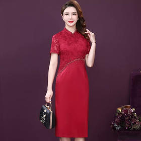 WXY-W-L6-782W夏新款复古优雅刺绣钉钻收腰裙