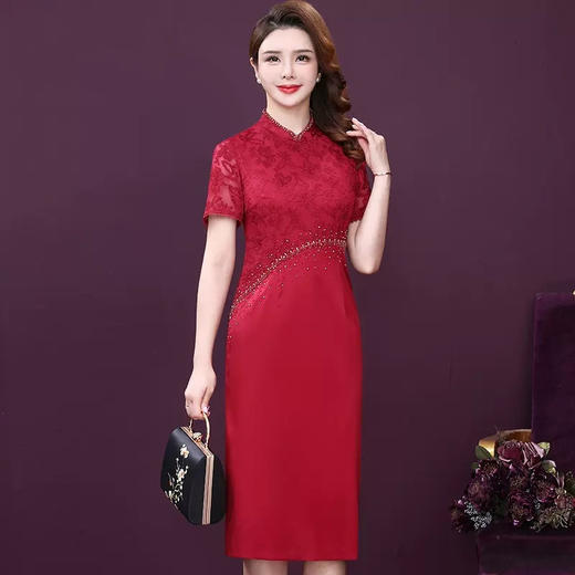 WXY-W-L6-782W夏新款复古优雅刺绣钉钻收腰裙 商品图0