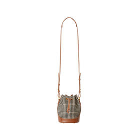 谜底2022秋新品时髦复古拼布水桶包斜跨小包包单肩包女223MQ1421