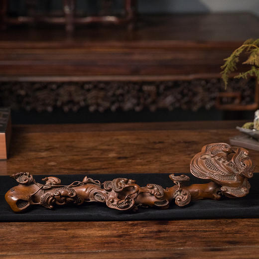 清 黄杨木透雕灵芝纹大如意 商品图0