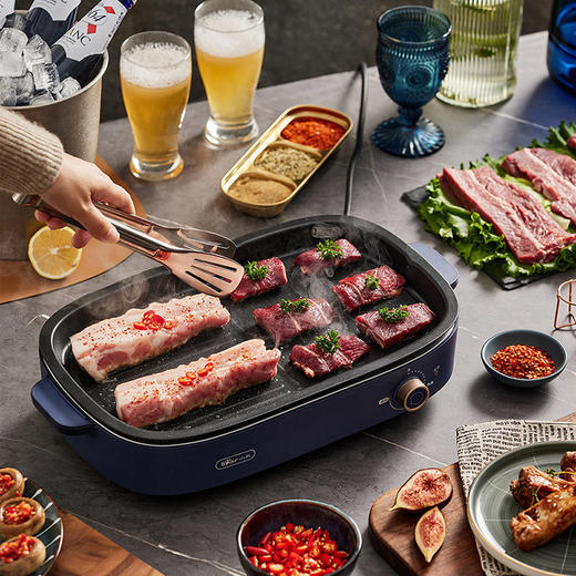 【小程序】小熊烤肉锅家用烤肉盘电烤盘一体多功能新款家庭室内可拆卸电烤炉 DKL-D12Y1  分离式烤盘+木铲（双色可选） 商品图7