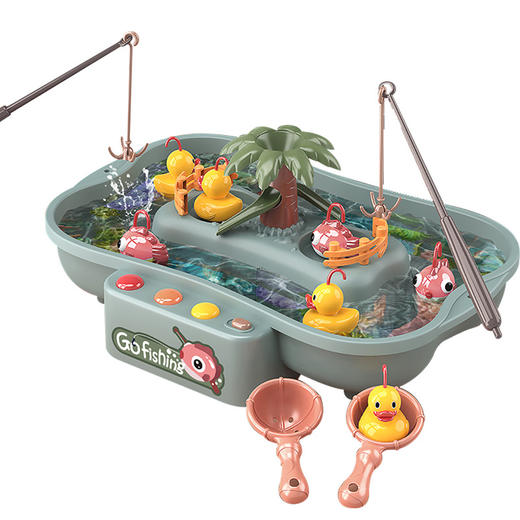【丰富配件愉快玩耍】电动多功能钓鱼台自带电机亲子互动戏水钓鱼，玩具声光效果儿童玩具 商品图4