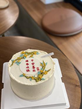 长辈手绘复古中国风中式风奶油蛋糕