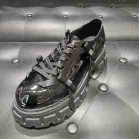 LFGJ  15001 百搭英伦风小皮鞋圆头系蝴蝶结漆皮厚底鞋