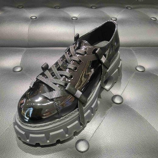 LFGJ  15001 百搭英伦风小皮鞋圆头系蝴蝶结漆皮厚底鞋 商品图0