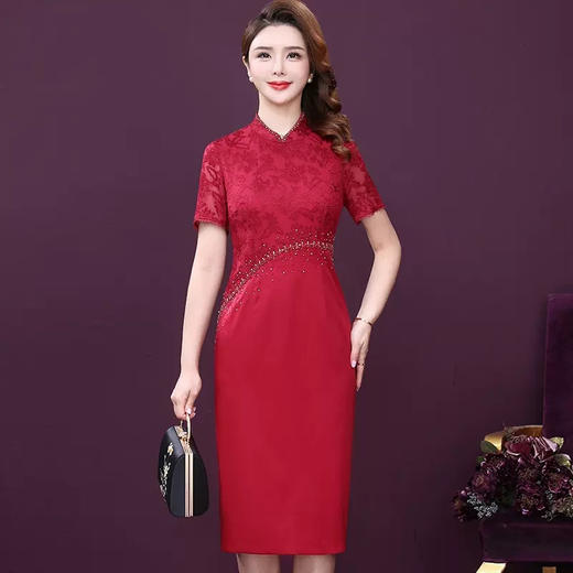 WXY-W-L6-782W夏新款复古优雅刺绣钉钻收腰裙 商品图1