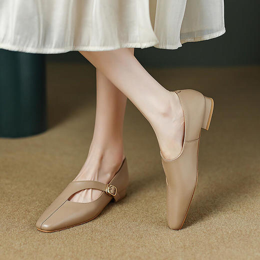 法式复古，软绵羊皮低跟粗跟百搭小众气质小皮鞋LDKG-S5059 商品图4