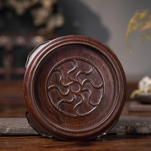 清 红木云纹四足器座 商品图2