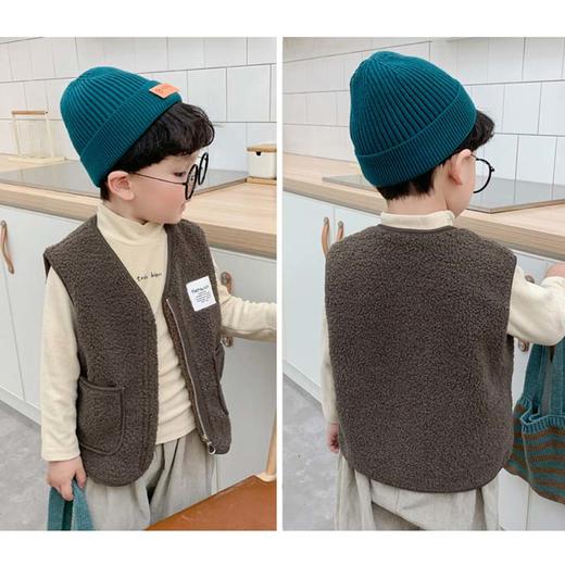 【39/件】90-150码一体绒仿羊羔绒儿童坎肩男童女童V领保暖无袖上衣儿童马甲聚 商品图2