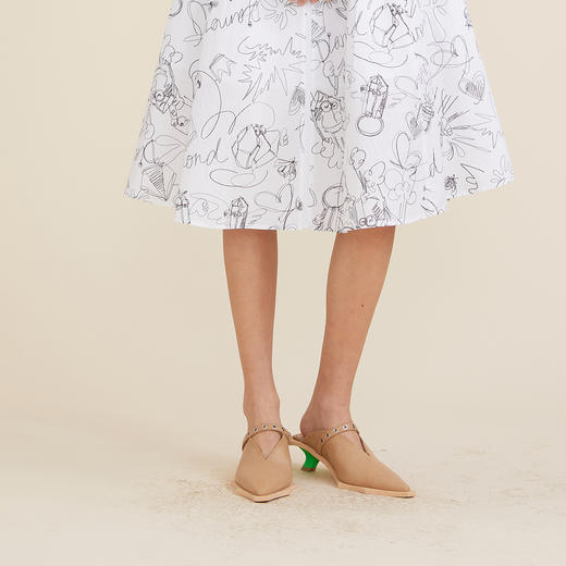 谜底夏季新款法式裸色牛皮尖头高跟鞋设计感小众女鞋222MX0944 商品图2