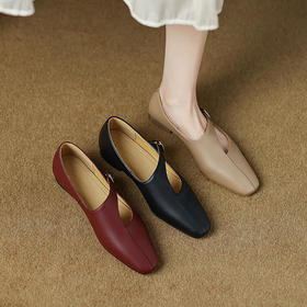 法式复古，软绵羊皮低跟粗跟百搭小众气质小皮鞋LDKG-S5059